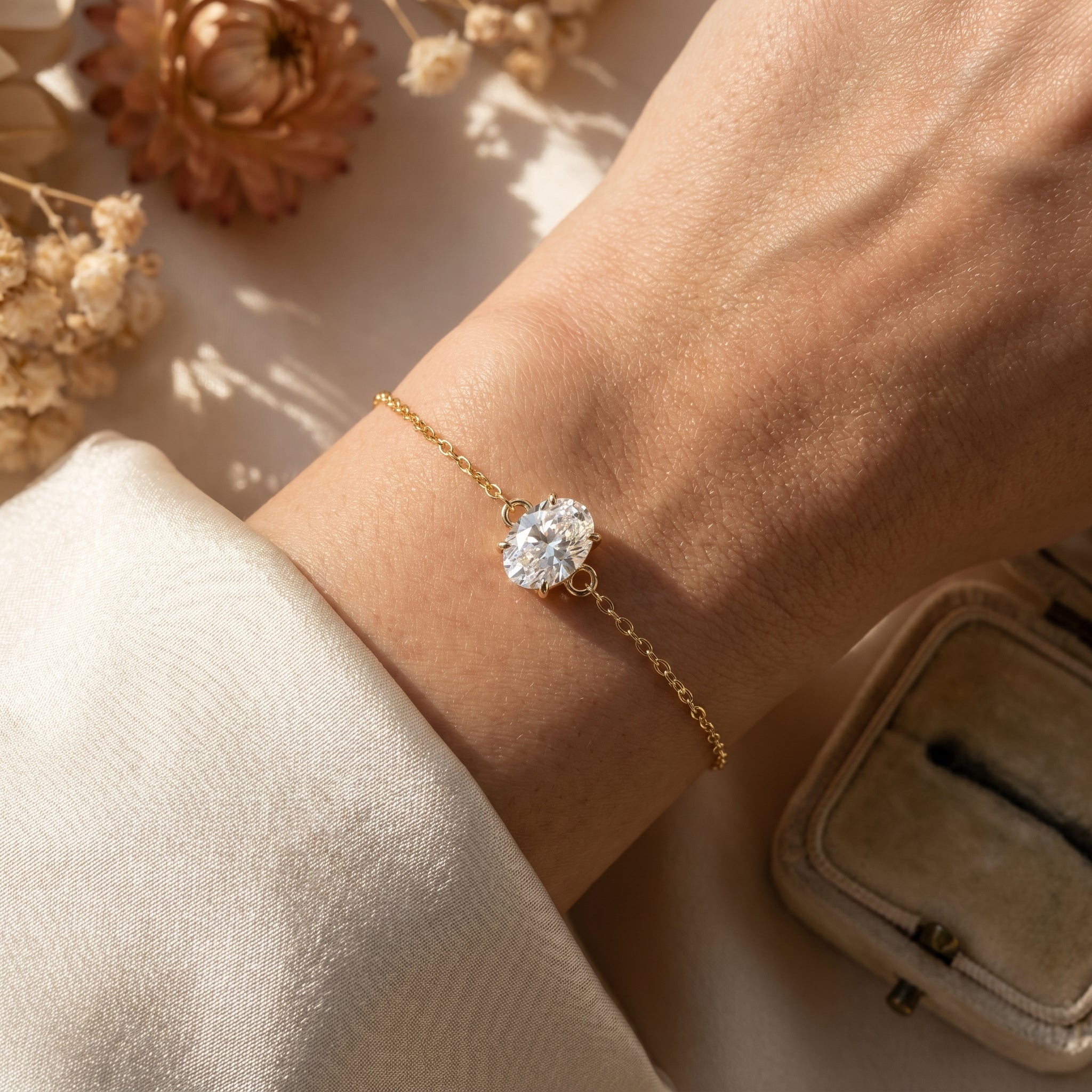 Minimalist Lab Grown Diamond Oval Cut Diamond Solitaire Bracelet