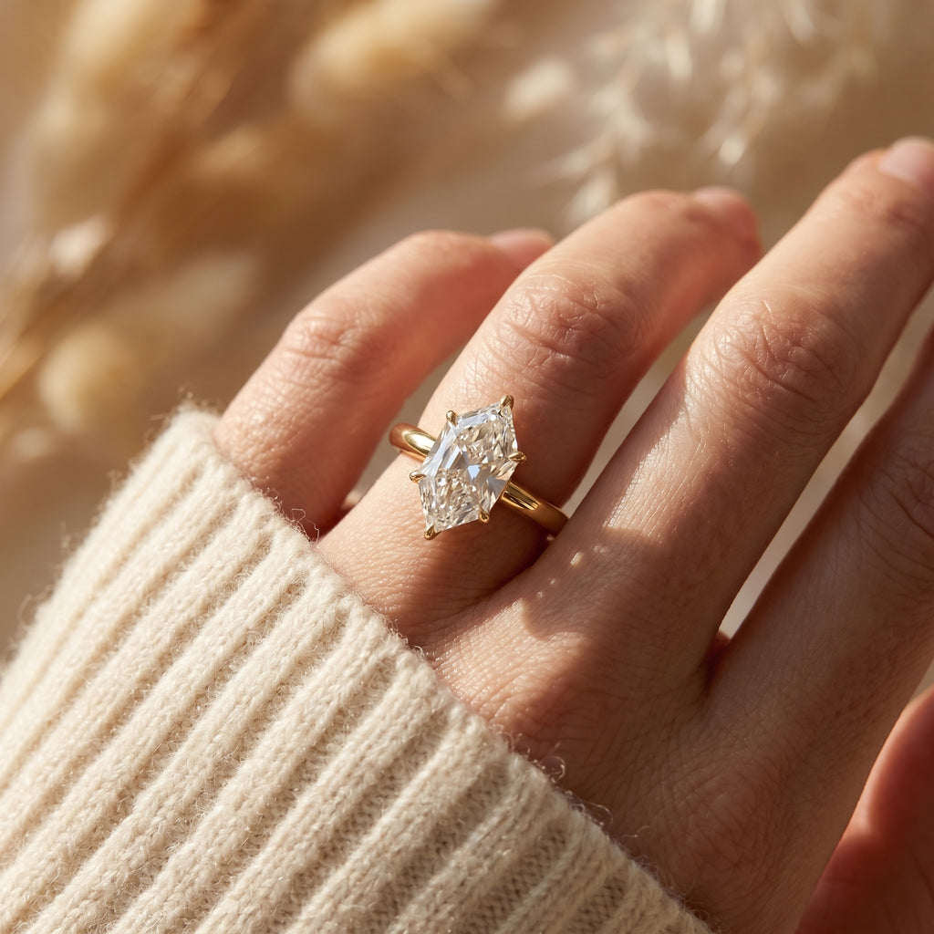 Dutch Marquise Cut Lab Diamond Solitaire Engagement Ring