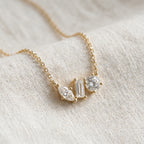 Elegant Three Stone Diamond Pendant Necklace