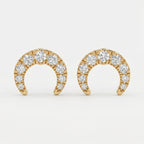 Curved Diamond Crescent Stud Earrings