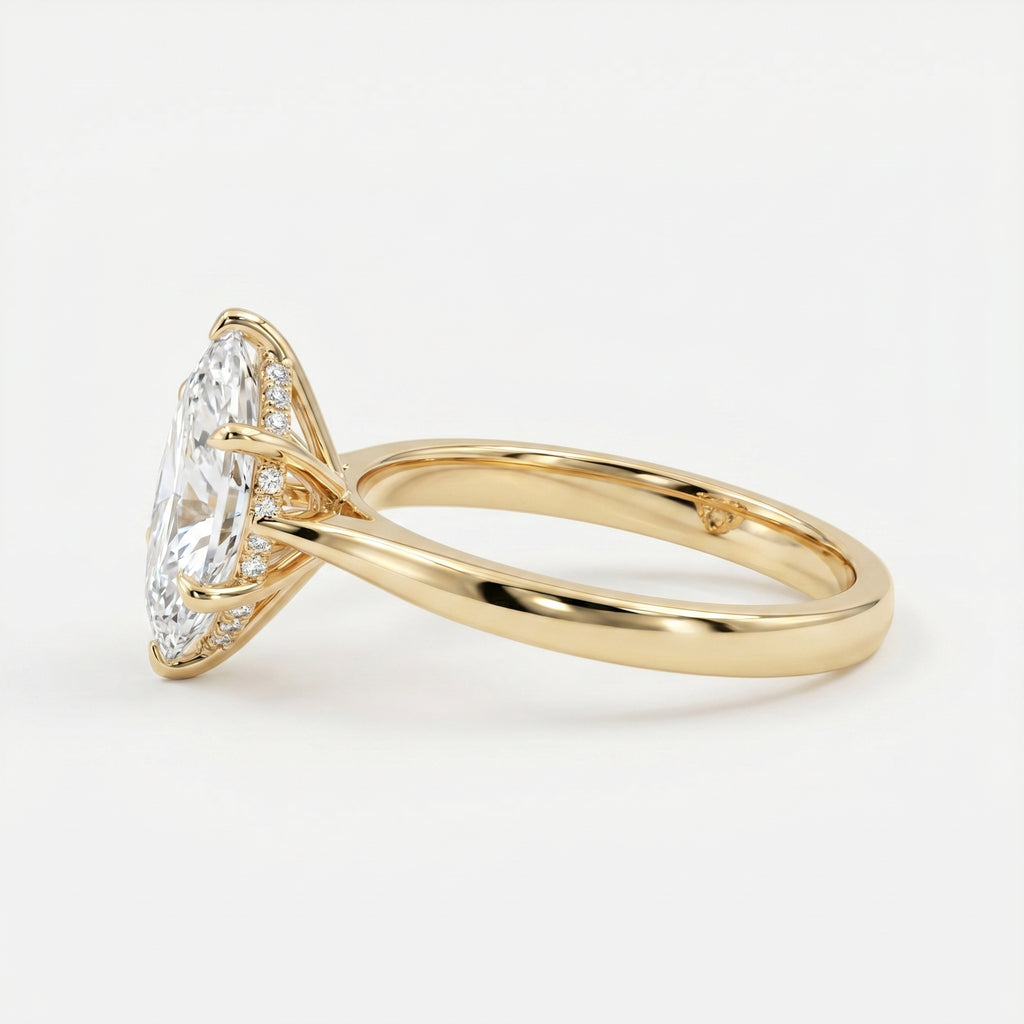 Dutch Marquise Cut Hidden Halo Lab Diamond Engagement Ring