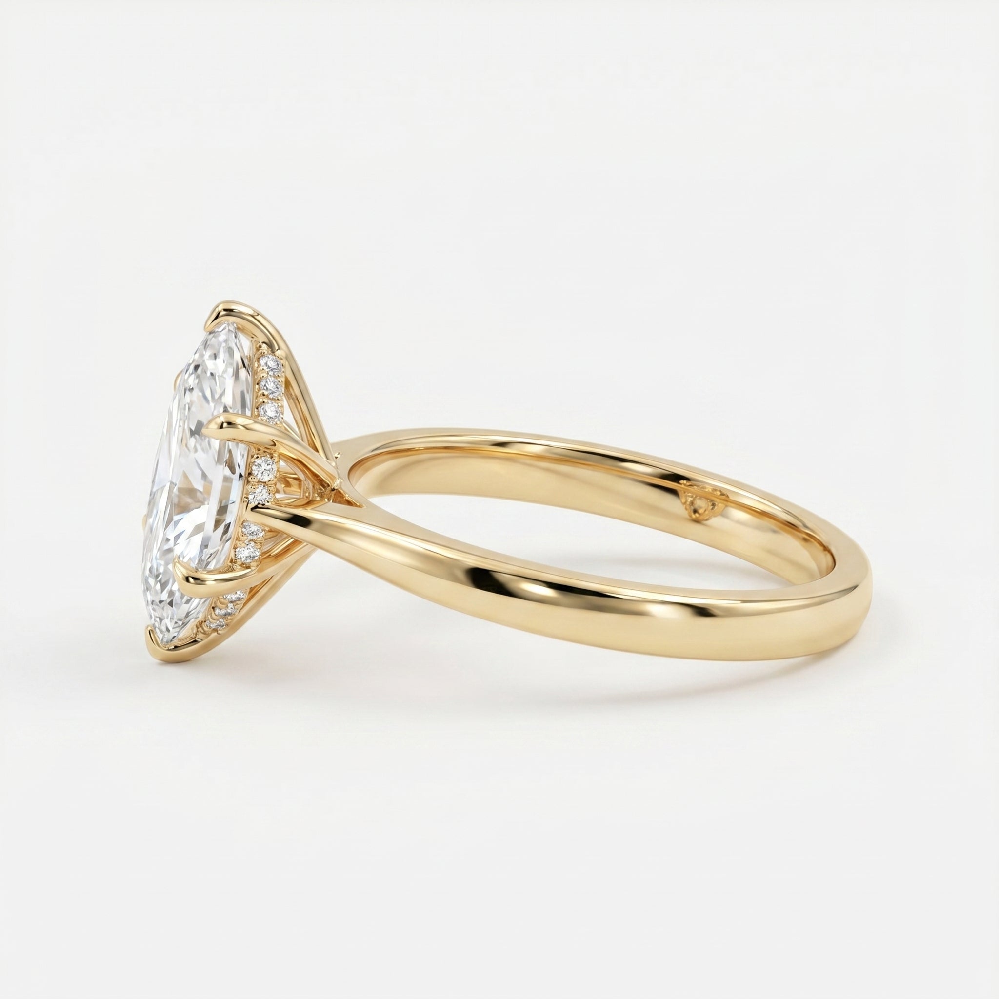 Dutch Marquise Cut Hidden Halo Lab Diamond Engagement Ring