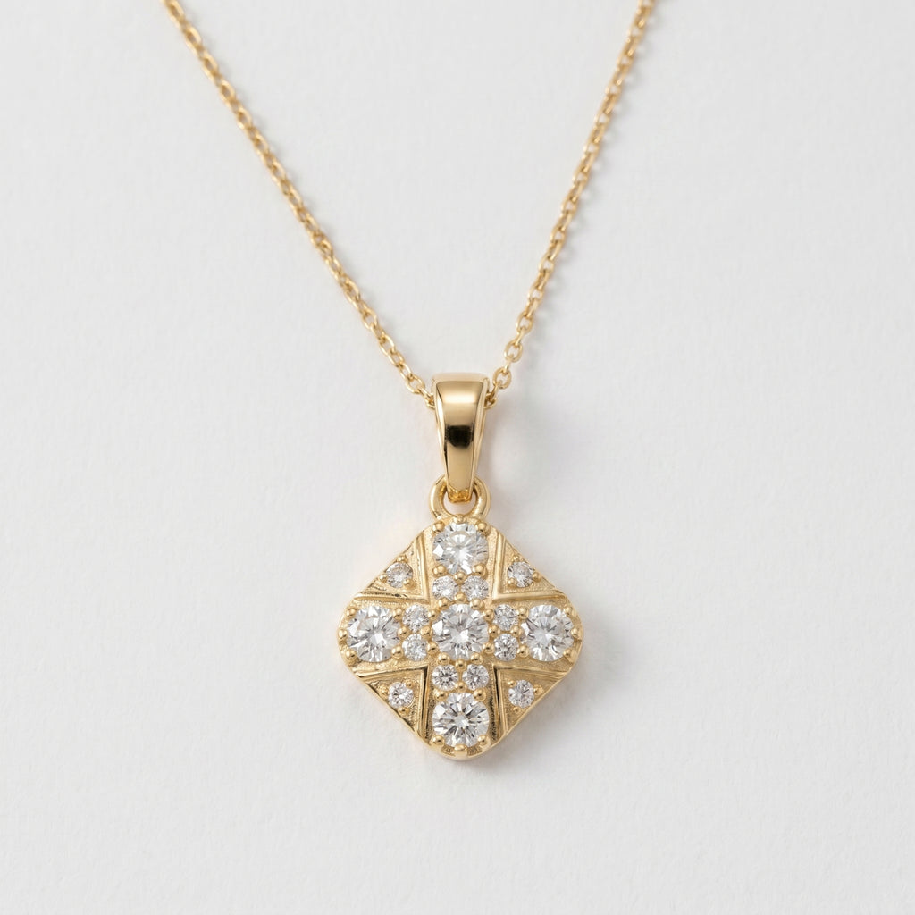 Vintage Style Diamond Cross Pendant Necklace