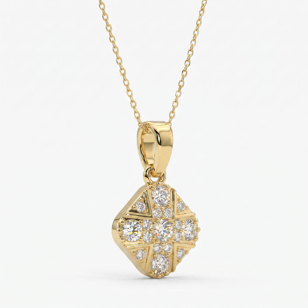 Vintage Style Diamond Cross Pendant Necklace