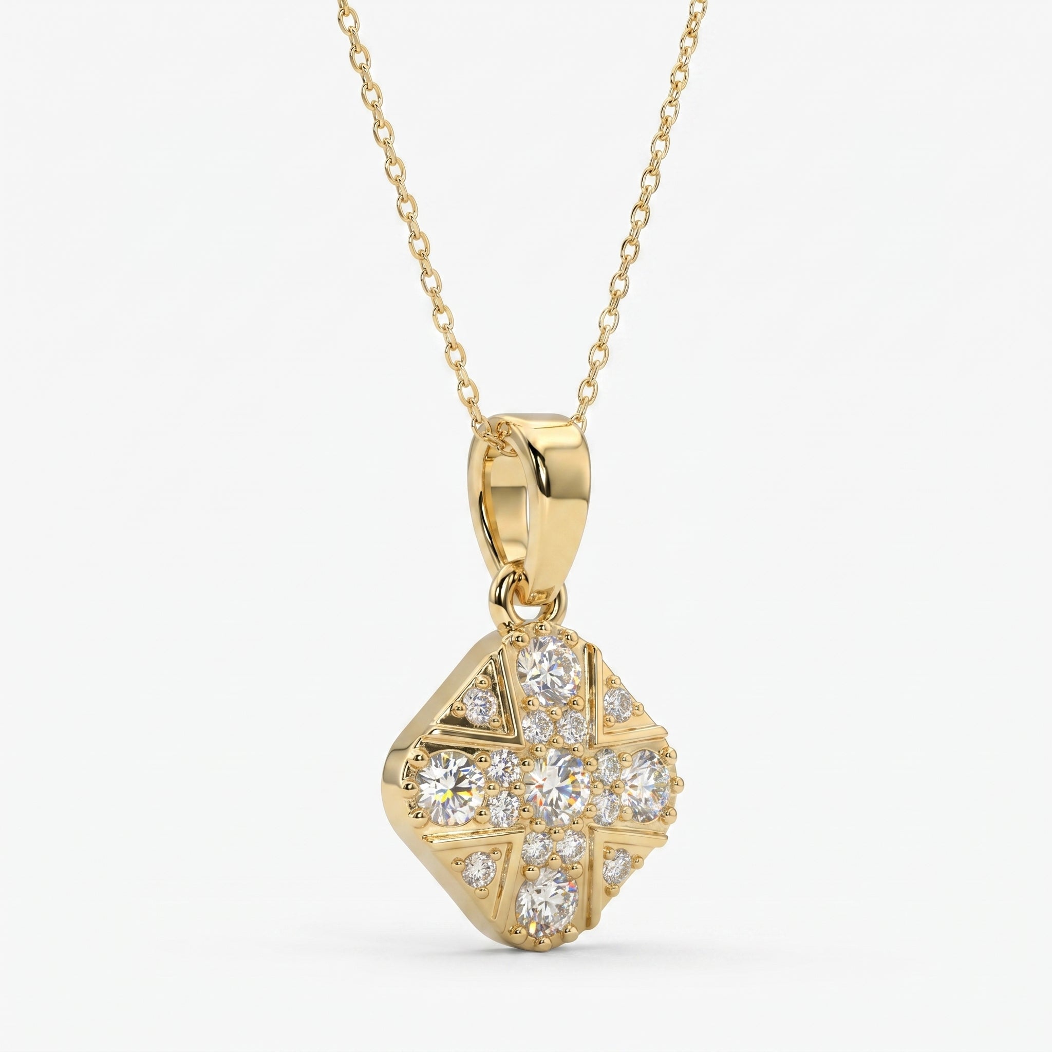 Vintage Style Diamond Cross Pendant Necklace