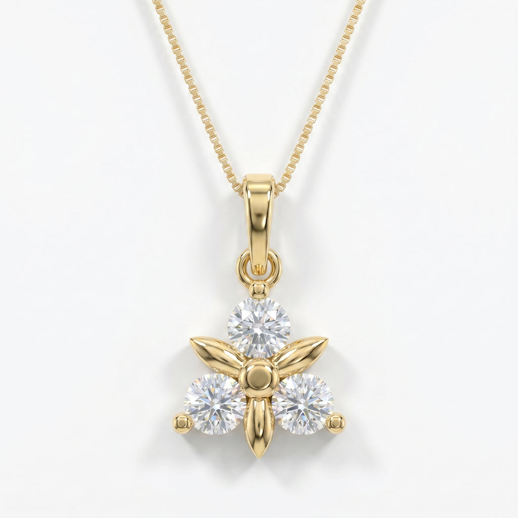 Elegant Floral Diamond Pendant Necklace