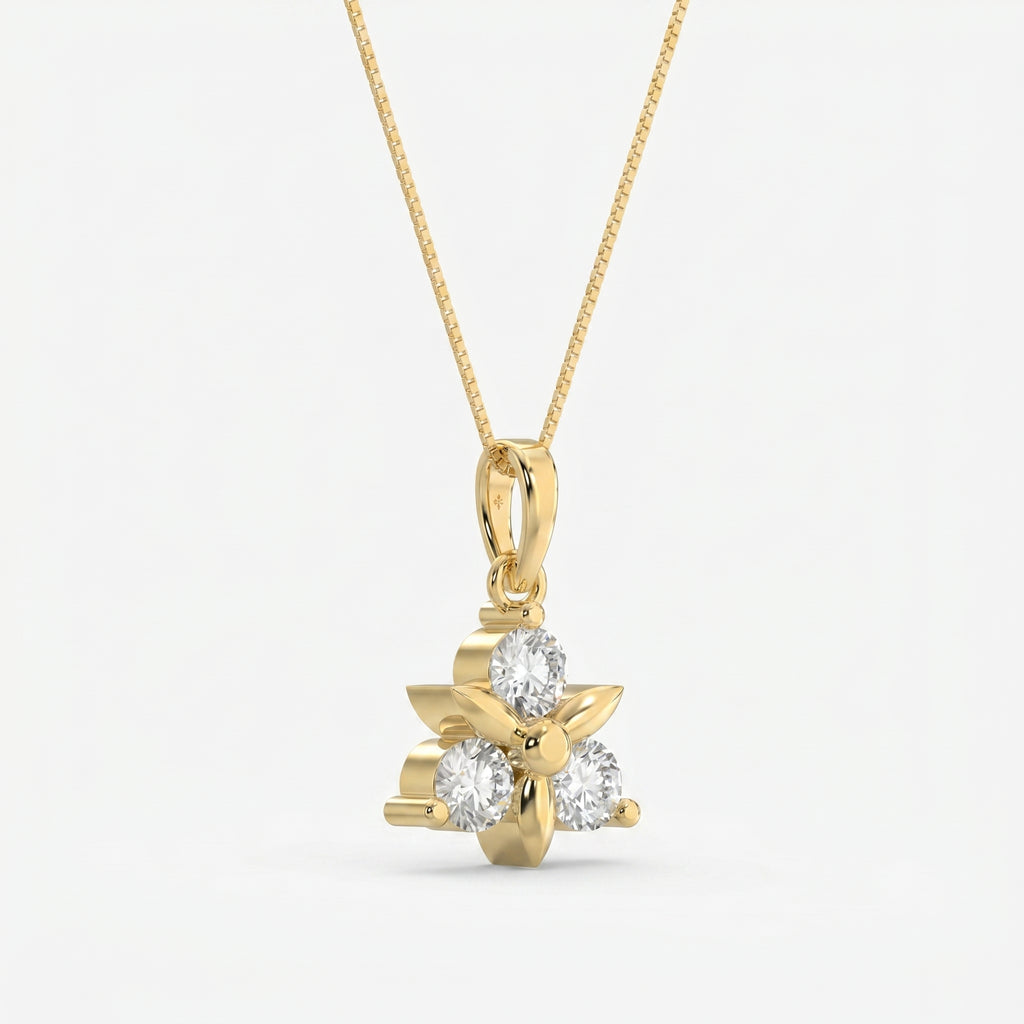 Elegant Floral Diamond Pendant Necklace