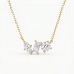 Elegant Three Stone Diamond Pendant Necklace