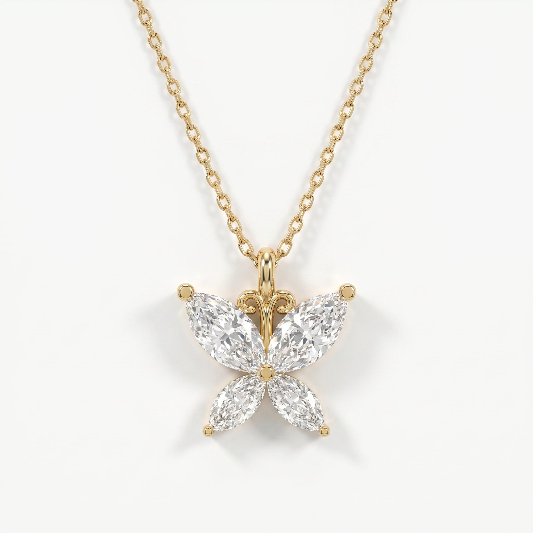 Butterfly Marquise Cut  Diamond Pendant Necklace
