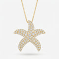 Round Diamond Celestial Starfish Design Pendant