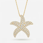Round Diamond Celestial Starfish Design Pendant