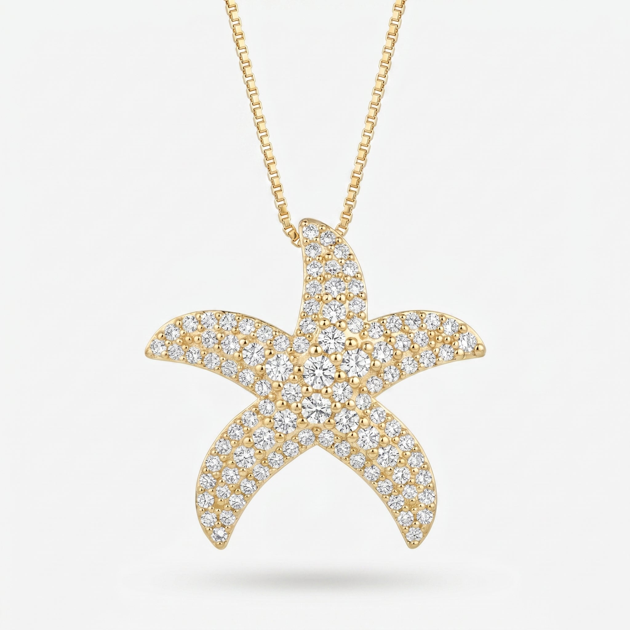 Round Diamond Celestial Starfish Design Pendant