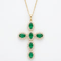 Simulated Gemstone Oval-Cut Cross Pendant With Round Topaz Accents