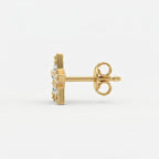 Flat lay of luxury star-shaped diamond stud earrings on clean white background with elegant minimalist styling