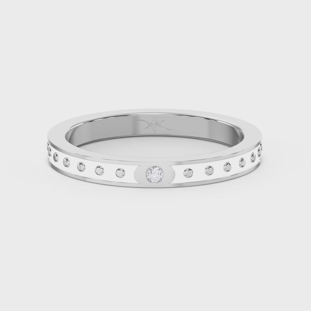 Minimalist Moon Motif Round Diamond Celestial Design Ring