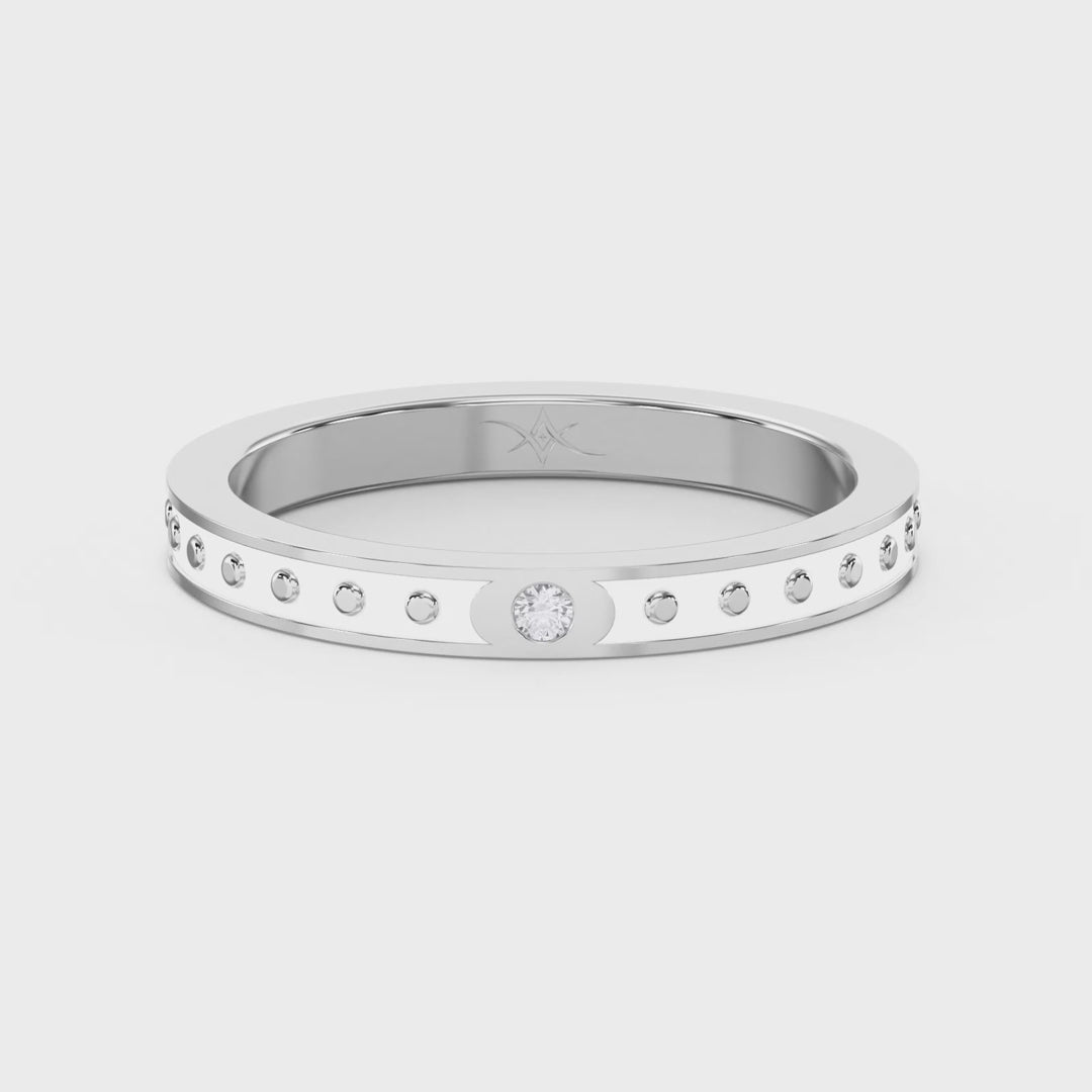 Minimalist Moon Motif Round Diamond Celestial Design Ring
