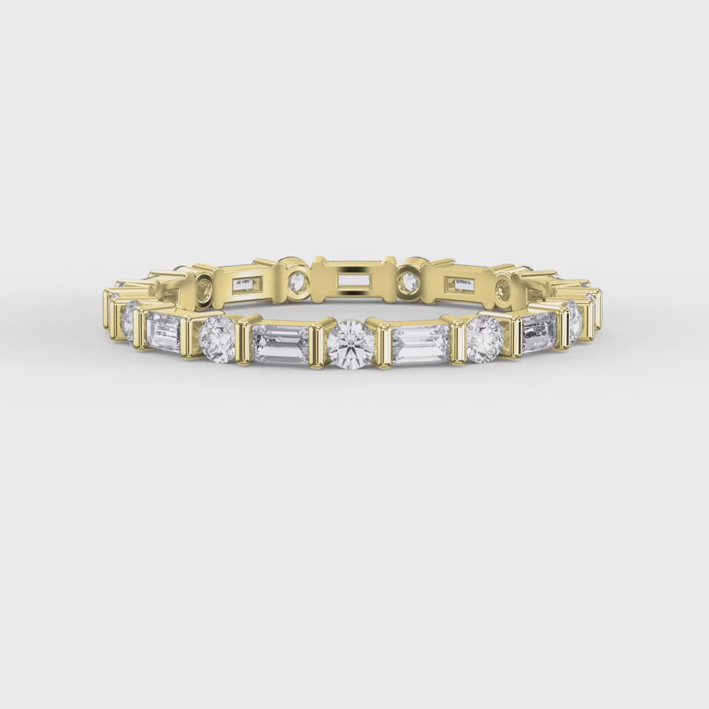 Luxury Round Baguette Cut Diamond Duo Ring