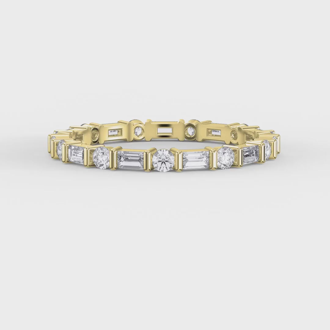 Luxury Round Baguette Cut Diamond Duo Ring