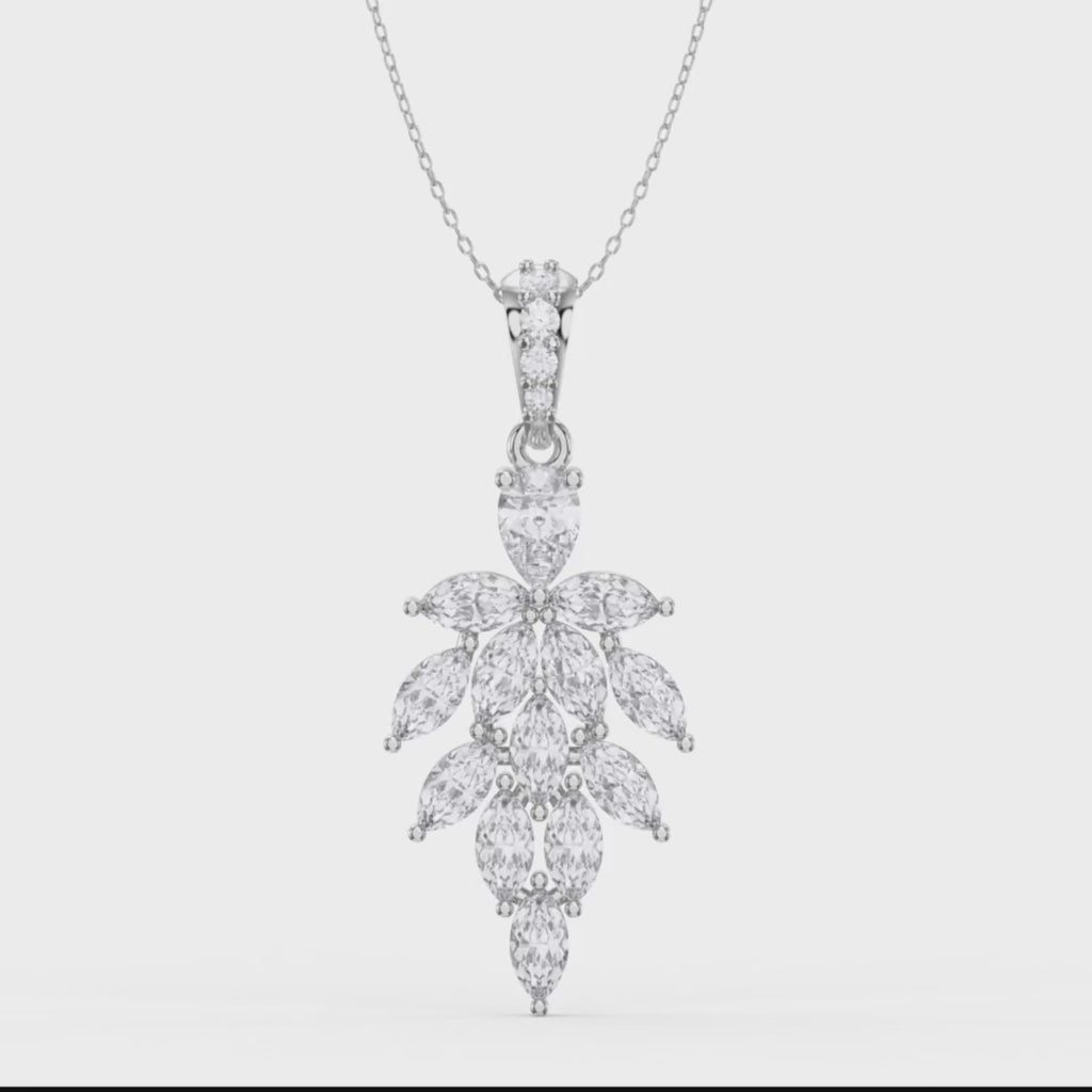 Marquise & Pear Cut Diamond Floral Pendant Necklace