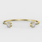 Elegant Open Cuff Bracelet with Round Halo Diamond