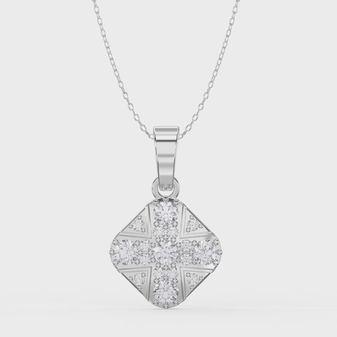 Vintage Style Diamond Cross Pendant Necklace