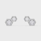 Honeycomb Hex Diamond Earring Stud