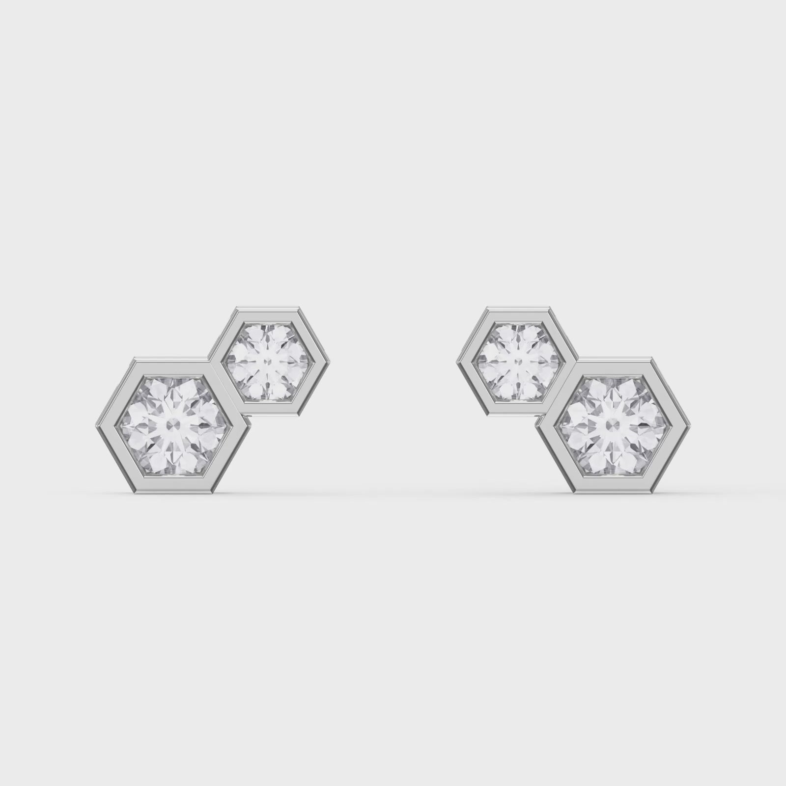 Honeycomb Hex Diamond Earring Stud