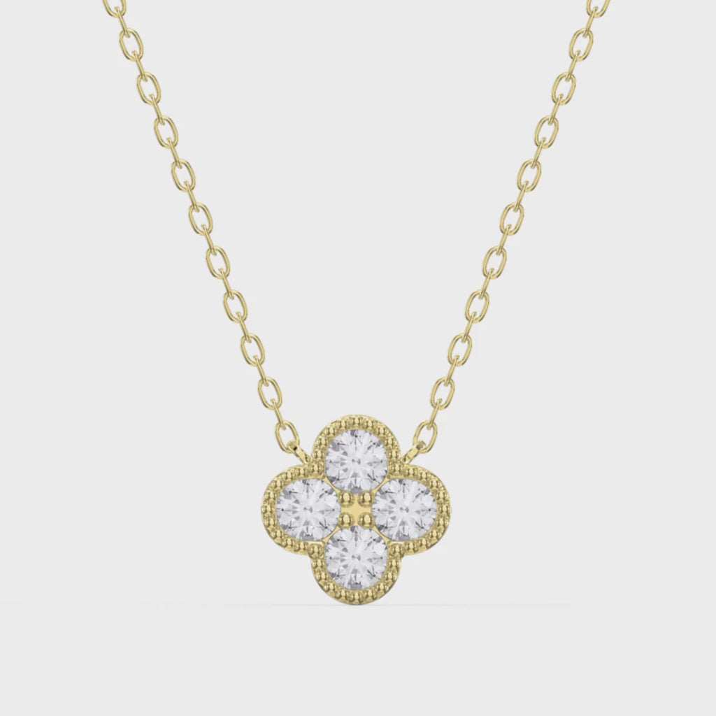 Four Round Brilliant Diamond Clover Design Heritage Necklace