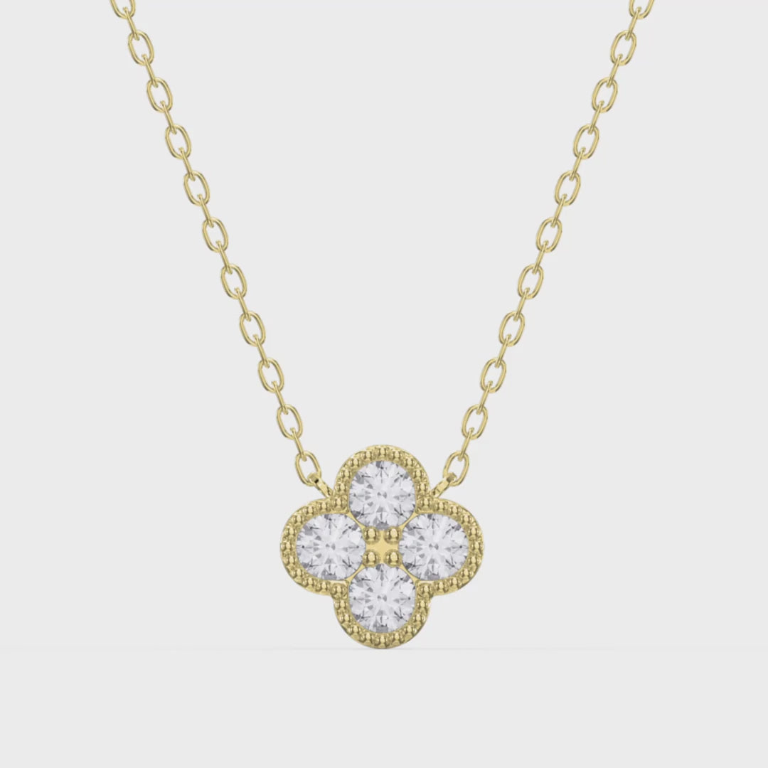 Four Round Brilliant Diamond Clover Design Heritage Necklace