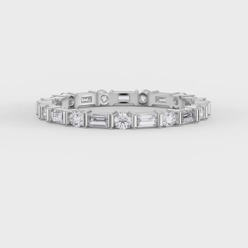 Luxury Round Baguette Cut Diamond Duo Ring