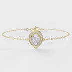 Pear Shape Diamond Halo Teardrop Design Chain Bracelet