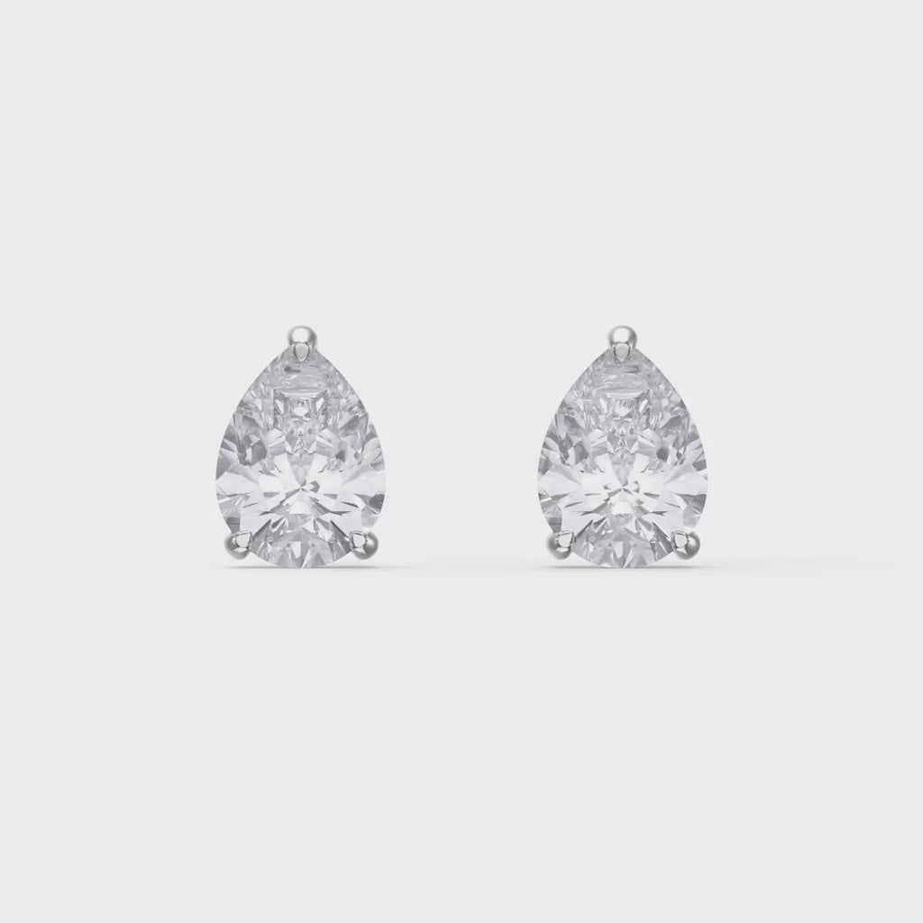 Pear 3-Prong Lab-Grown Diamond Stud Earrings