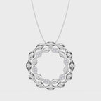 Elegant Diamond Wave Circle Pendant Necklace