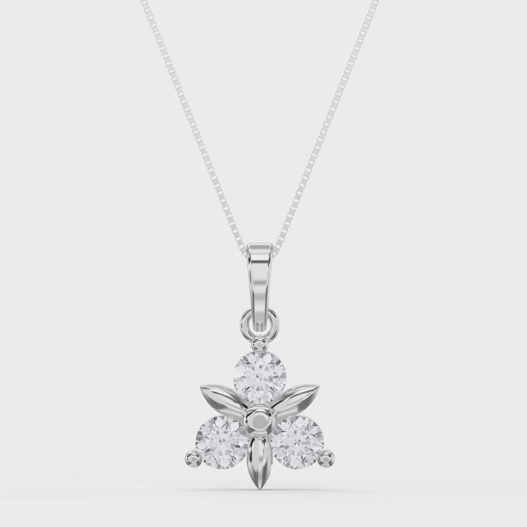 Elegant Floral Diamond Pendant Necklace