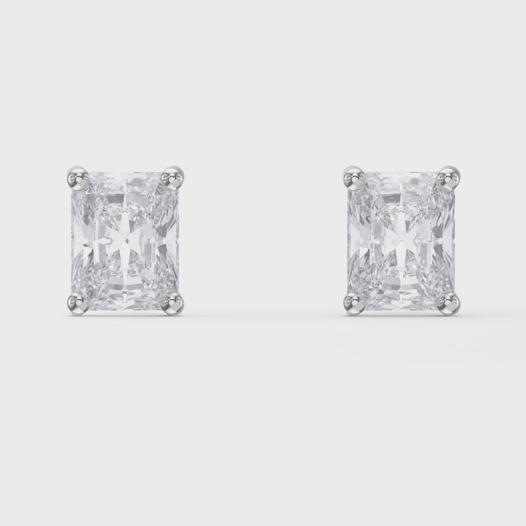 Radiant 4-Prong Lab-Grown Diamond Stud Earrings