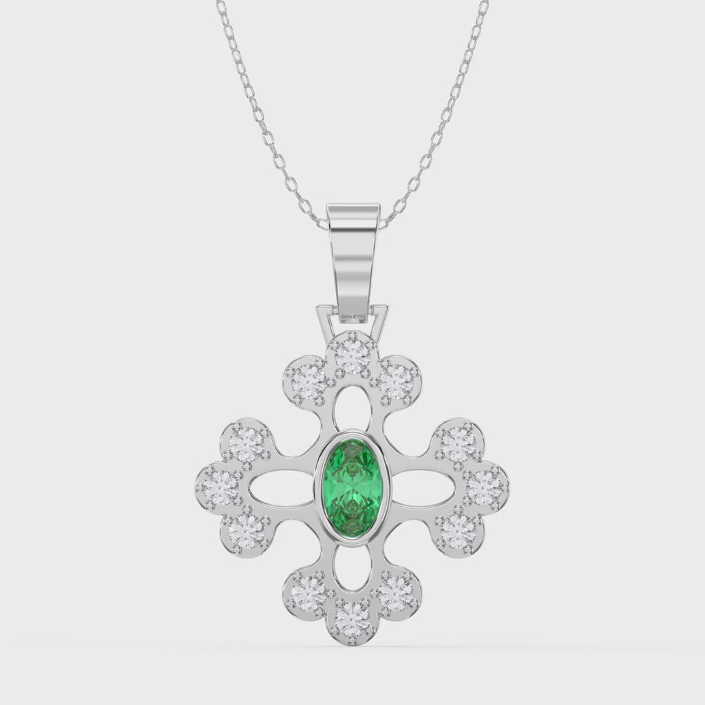 Elegant Round Diamond Floral Pendant Necklace