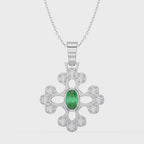 Elegant Round Diamond Floral Pendant Necklace