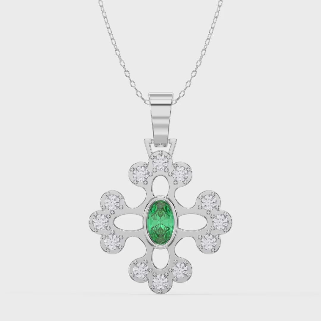 Elegant Round Diamond Floral Pendant Necklace