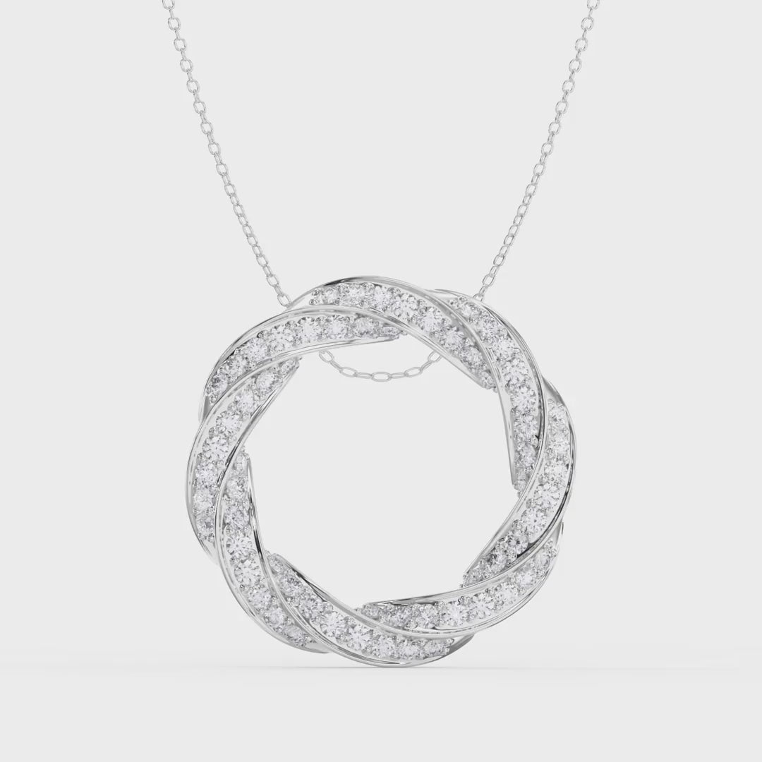 Round Diamond Twisted Circle of Life Fashion Necklace 