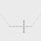Side Way Cross Round Diamond Necklace