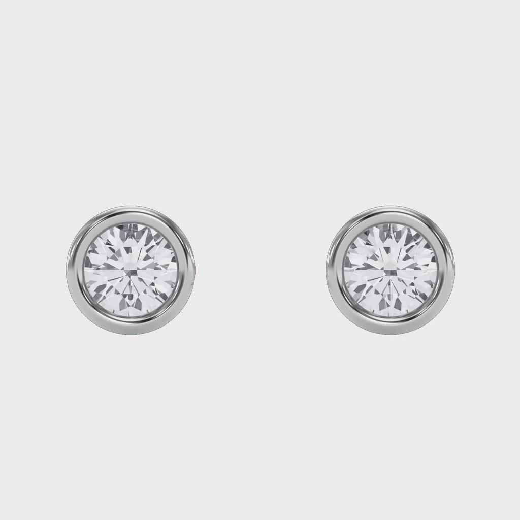 Bezel Round Stud Earrings