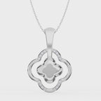 Round Diamond Elegant Clover Bloom Pendant Necklace