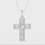 Radiant Cut Diamond Religious Design Cross Pendant