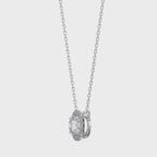 Round Shape Diamond and Side Stone Halo Design Necklace