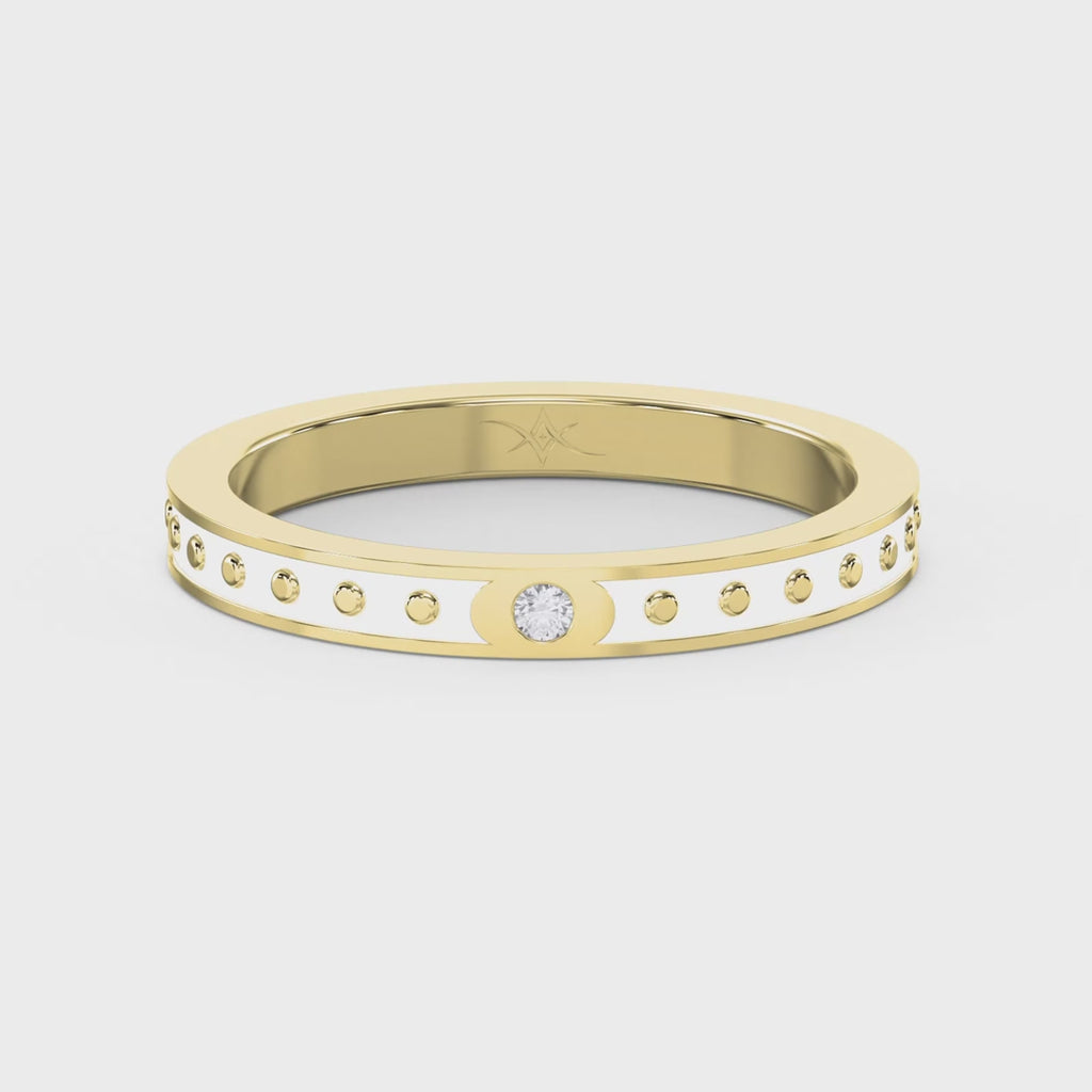 Minimalist Moon Motif Round Diamond Celestial Design Ring