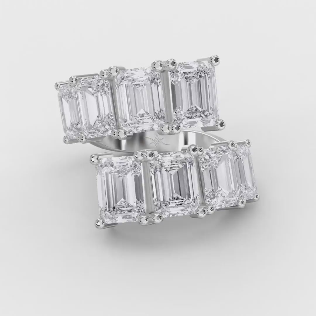 Emerald diamond Flow Bypass Fashion Ring