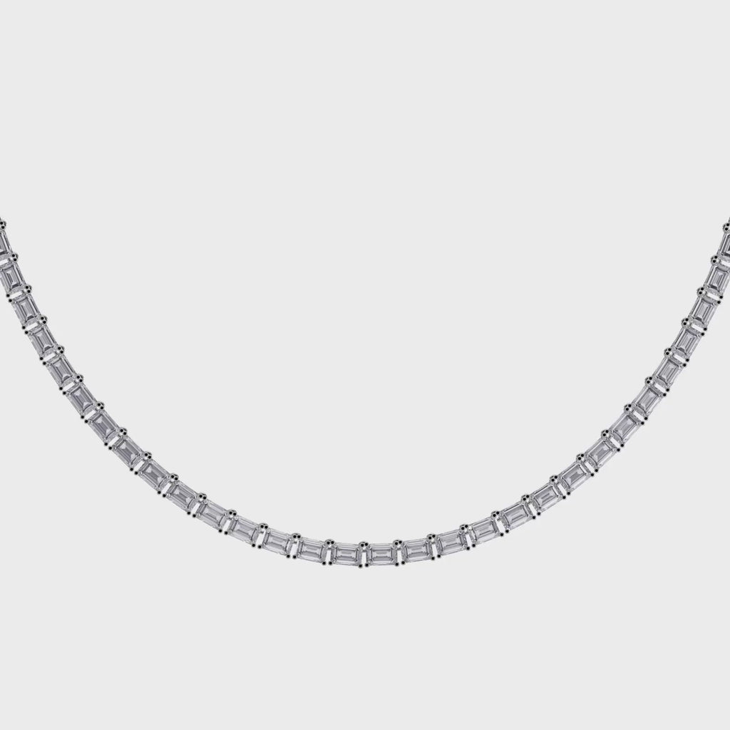 Elevate Elegance Emerald Cut Diamond Tennis Necklace