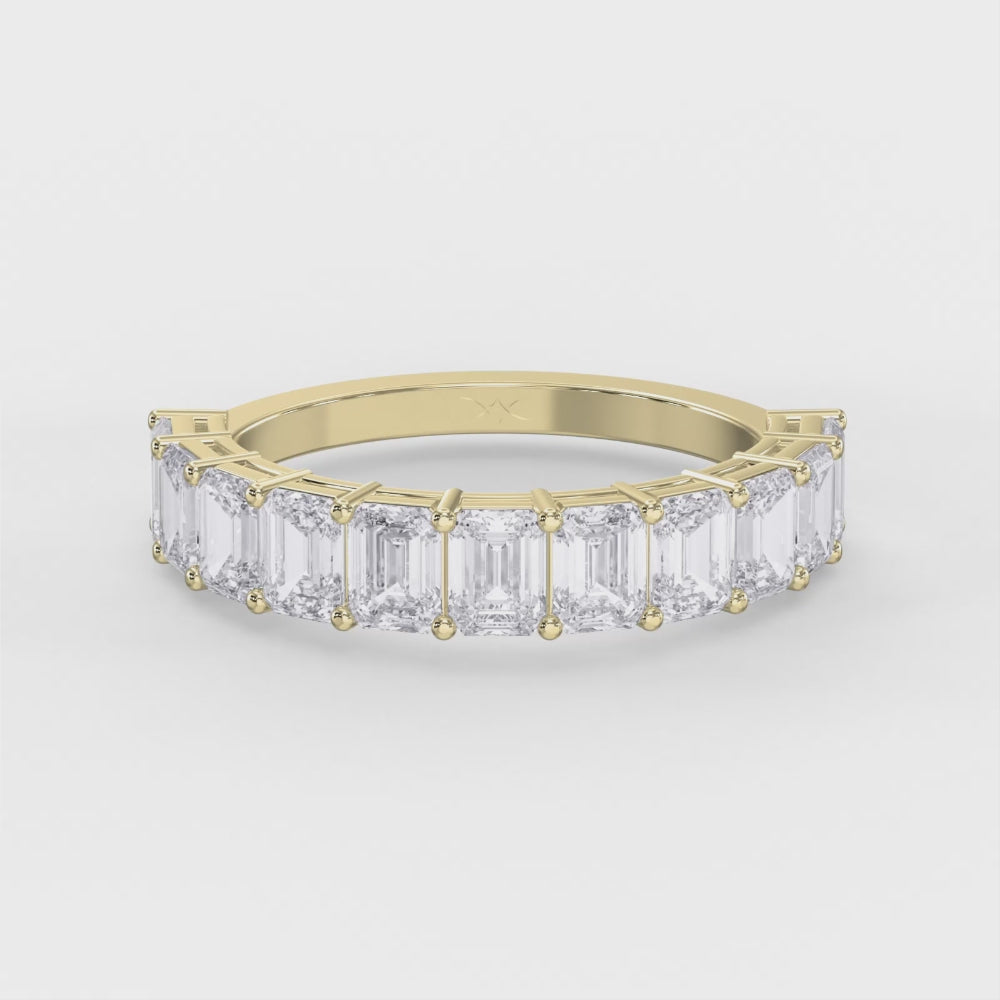 Emerald Shape Diamond Half Design Ring