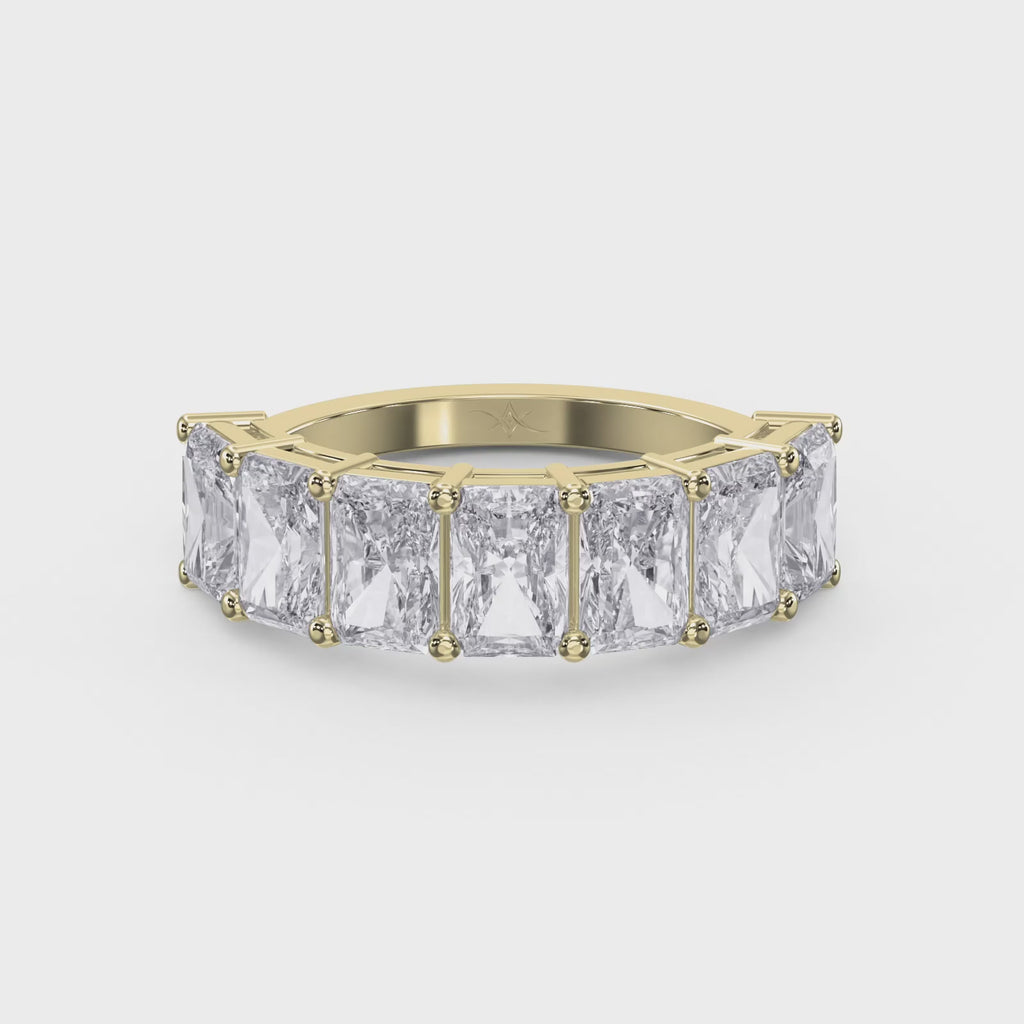 Luxury Radiant Cut Diamond Half Design Ring