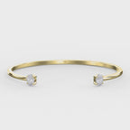  Minimalist Open Cuff Bracelet with Solitaire Oval Diamond